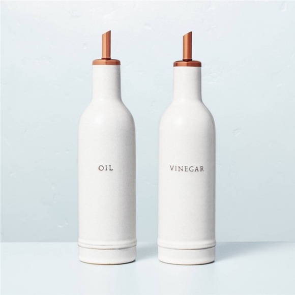 Hearth & Hand Other - 2pc Oil & Vinegar Stoneware Bottle Set Cream/Copper - Hearth & Hand Magnolia